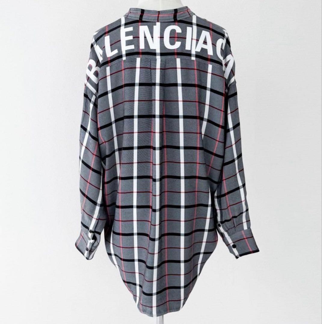 ★BALENCIAGA チェック柄リボン付きシャツ★