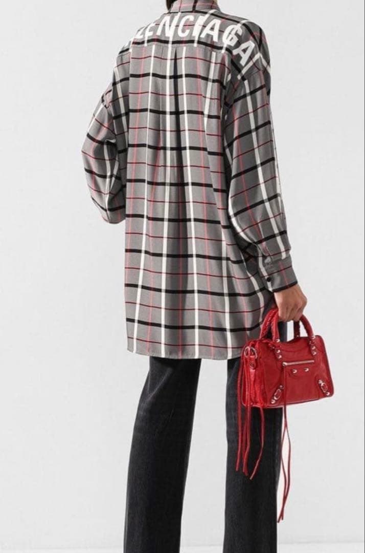 ★BALENCIAGA チェック柄リボン付きシャツ★