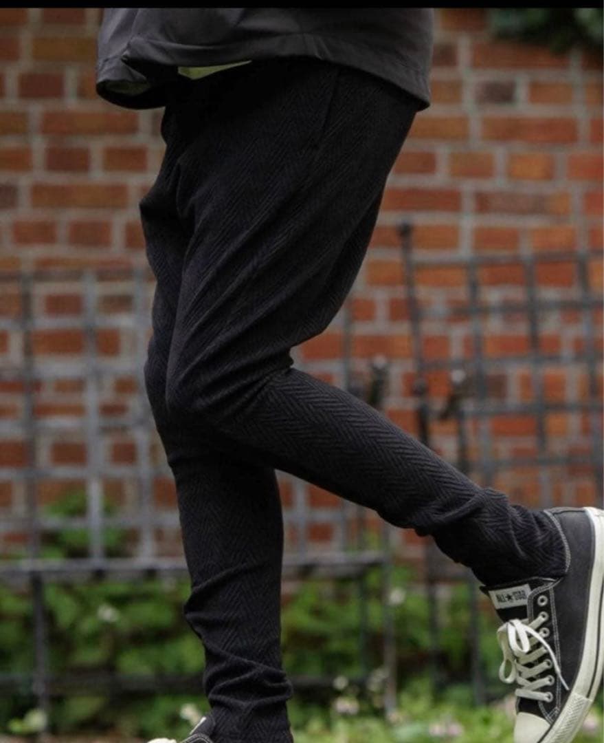 新品未使用　CAMBIO カンビオ【L】ヘリンボーン柄　サルエルパンツ ブラック