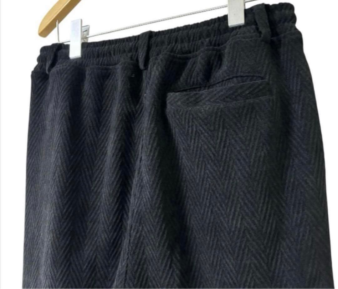 新品未使用　CAMBIO カンビオ【L】ヘリンボーン柄　サルエルパンツ ブラック