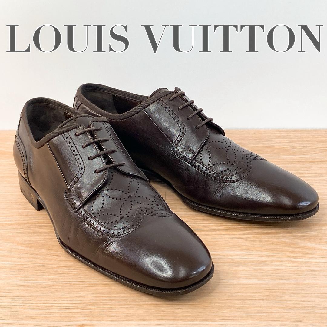 ルイヴィトン ビジネスシューズ 革靴 パンチング モノグラム ブラウン 25㎝