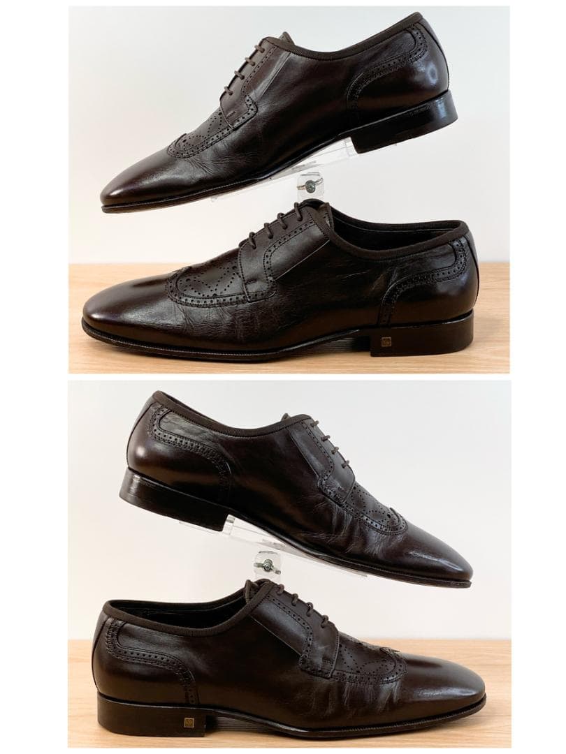 ルイヴィトン ビジネスシューズ 革靴 パンチング モノグラム ブラウン 25㎝