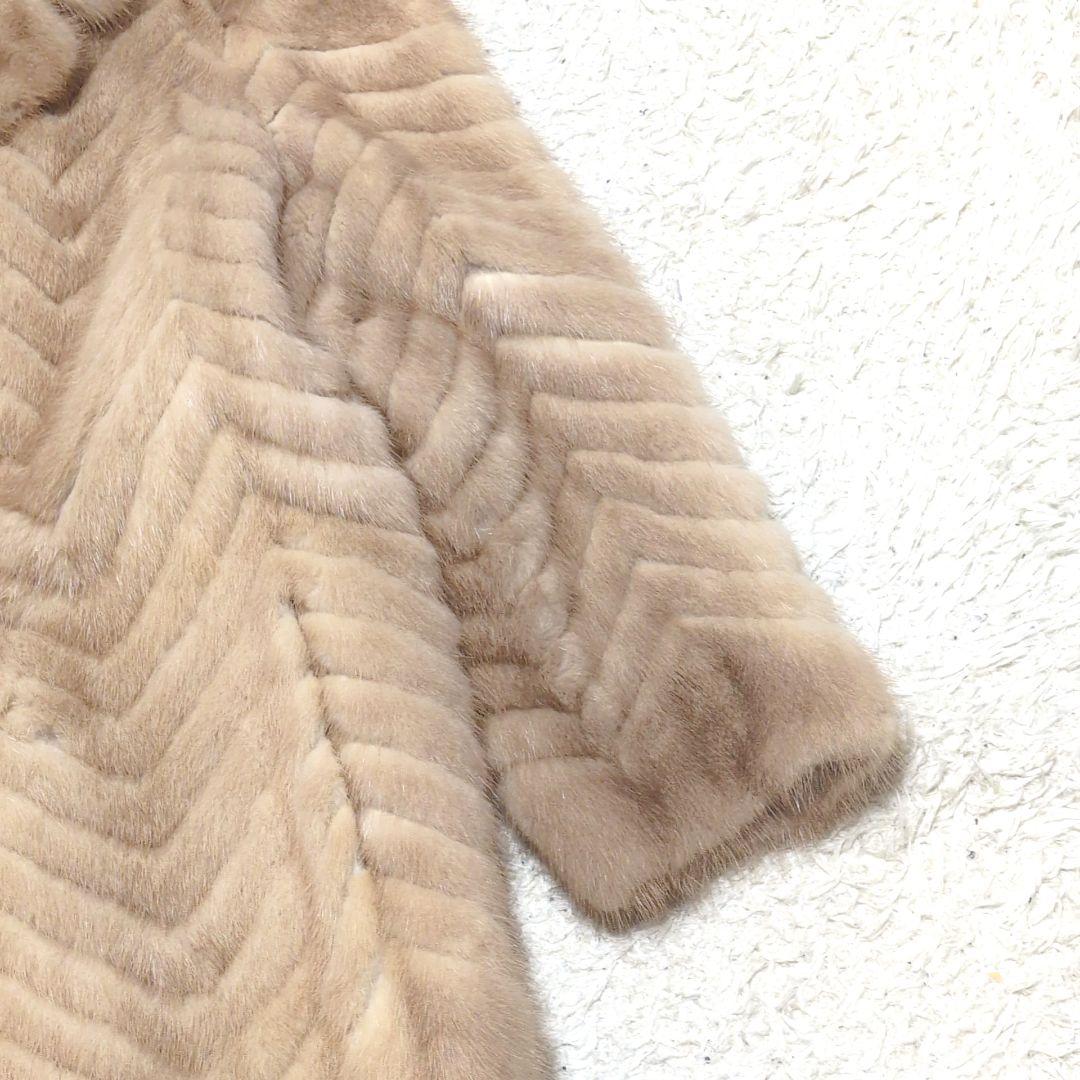 【高級毛皮】美品ファーコート シェブロン柄 ミンク