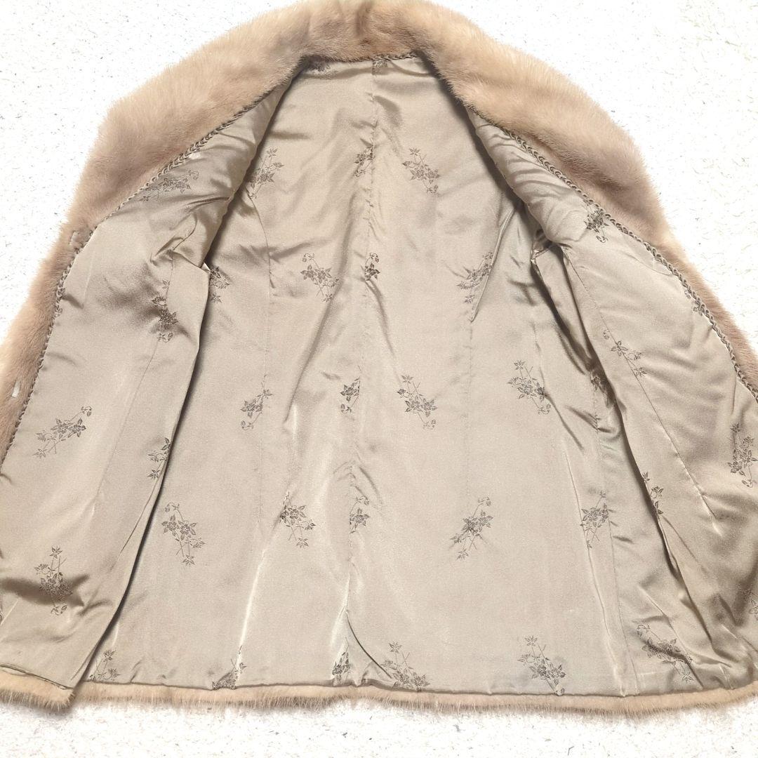 【高級毛皮】美品ファーコート シェブロン柄 ミンク