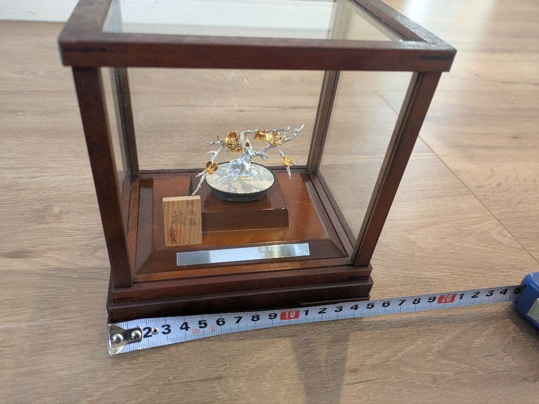 純銀製　盆栽　光則作　 ガラスケース付き