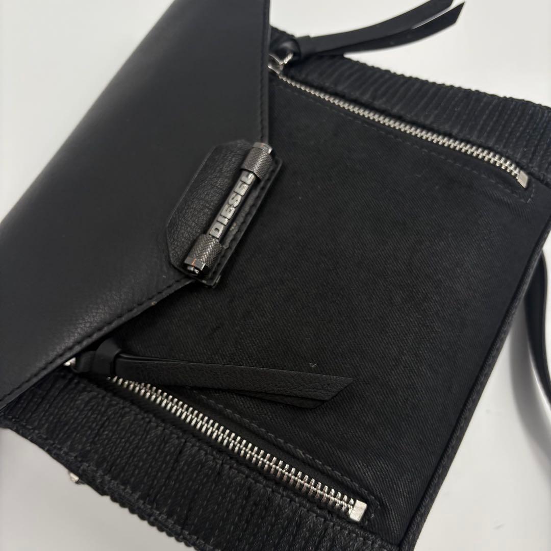 美品　DIESEL ディーゼル ショルダーバッグ 黒 レザー デニム 817