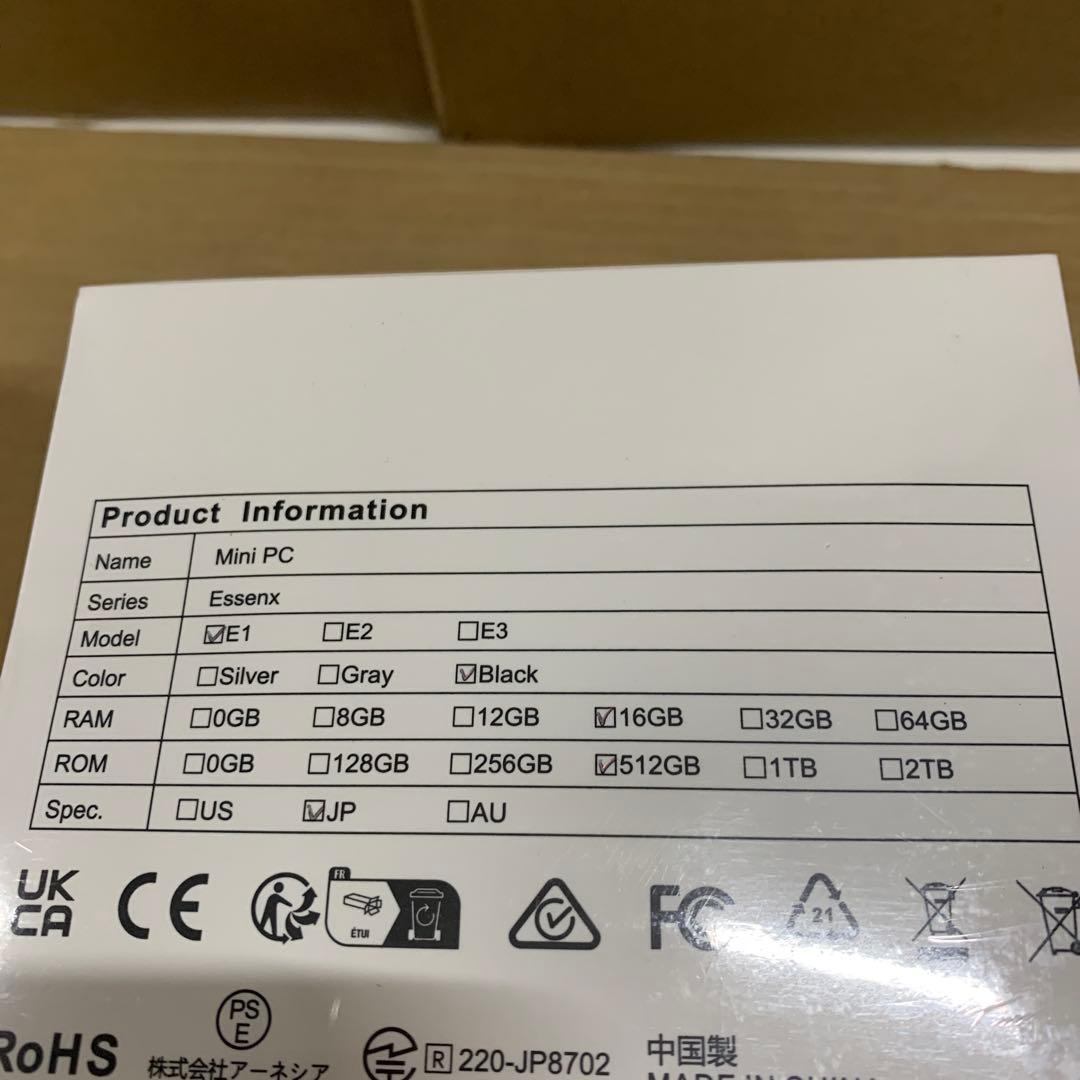 新品未開封　NiPoGi ミニpc 4C/4T E1 　16G 512G