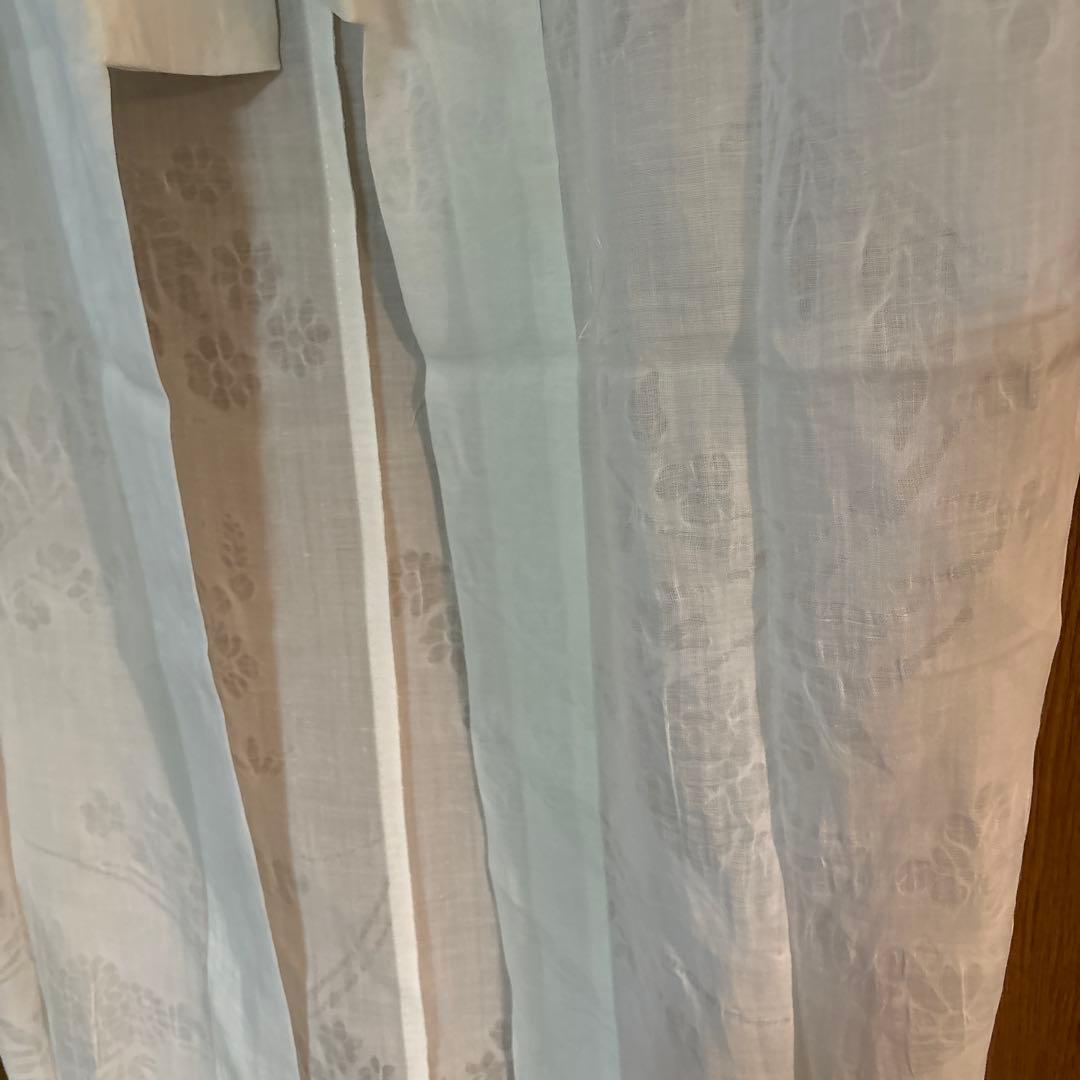 小千谷　本麻長襦袢　ユーズド　半衿付き　草花文様