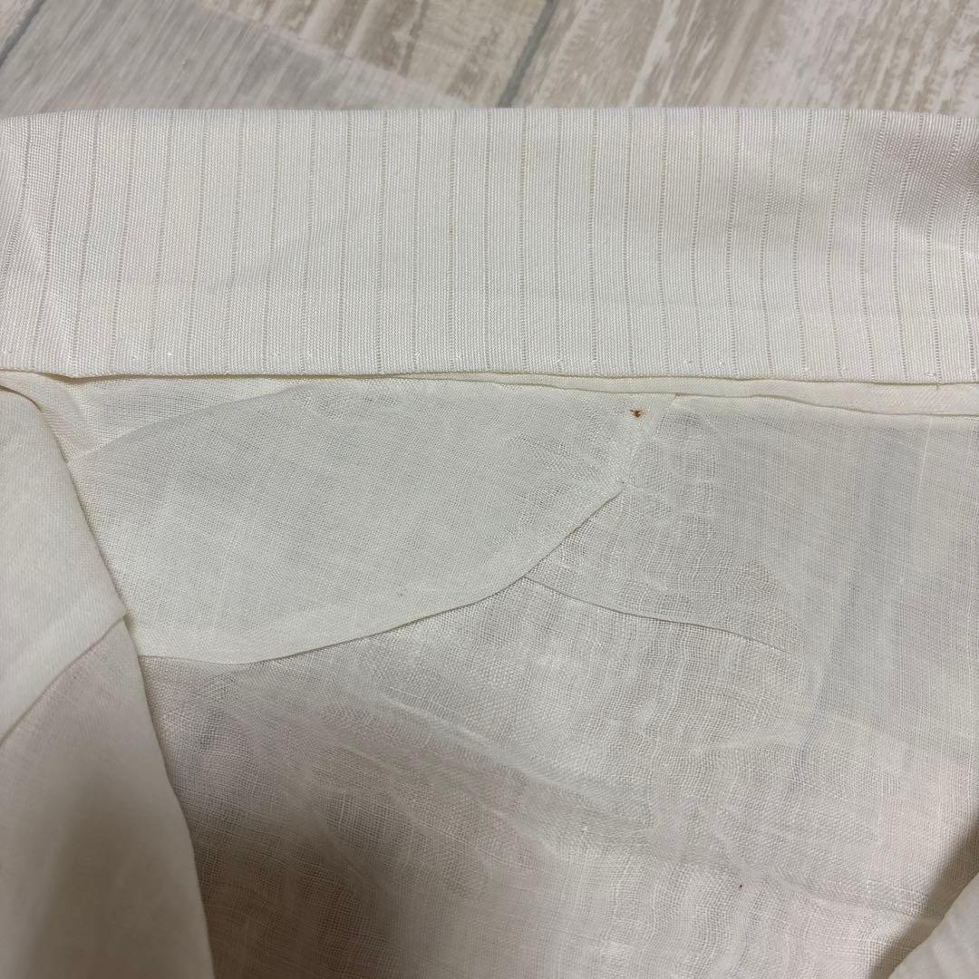 小千谷　本麻長襦袢　ユーズド　半衿付き　草花文様