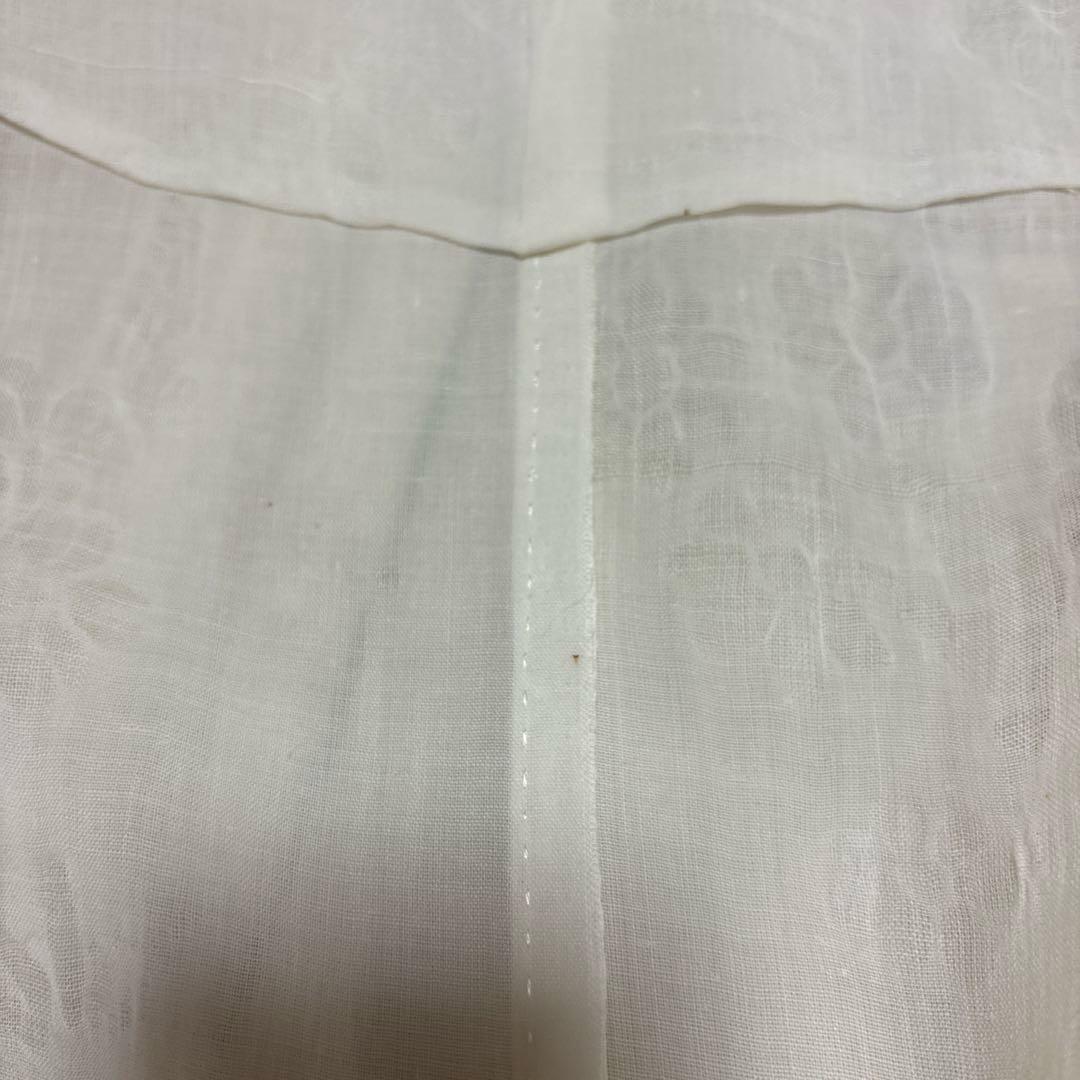 小千谷　本麻長襦袢　ユーズド　半衿付き　草花文様