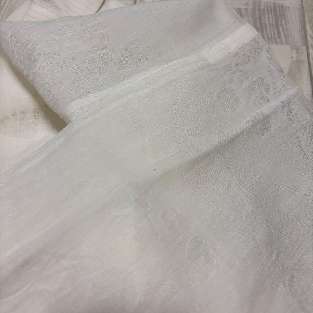 小千谷　本麻長襦袢　ユーズド　半衿付き　草花文様