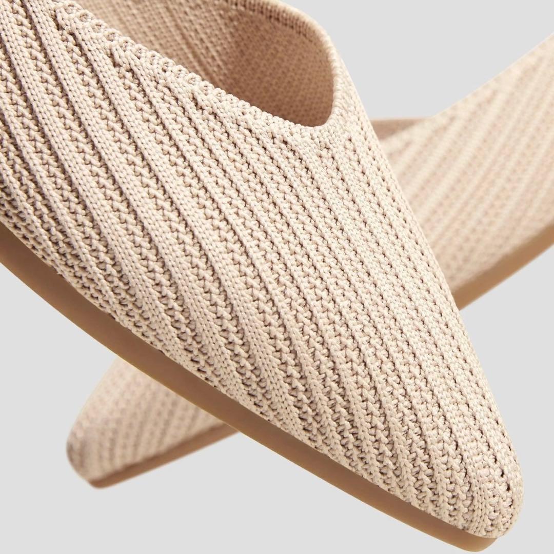 【美品】VIVAIA ポインテッドトゥVカラットフラットシューズ ベージュ　38