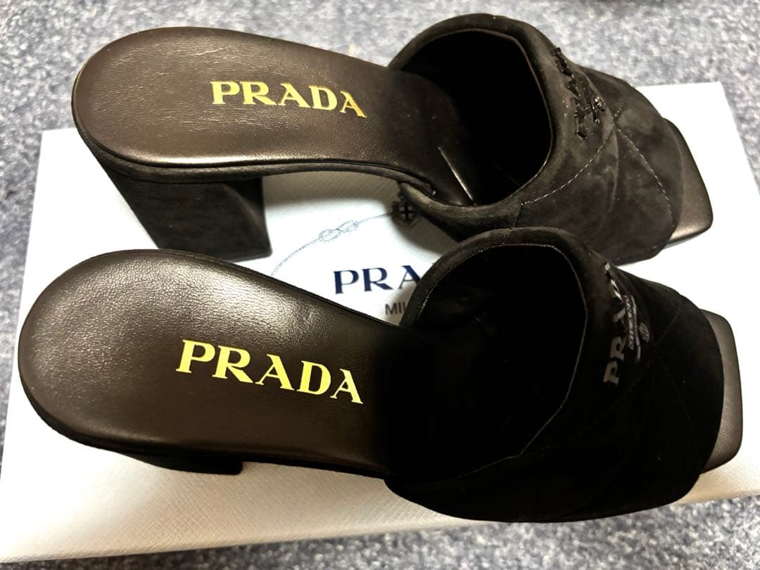 新品PRADA ステッチ￼スエード￼サンダル ブラック 1XX583 37