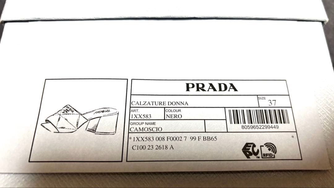 新品PRADA ステッチ￼スエード￼サンダル ブラック 1XX583 37