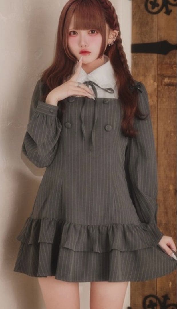 Palelfy クラシカルシャツレイヤードワンピース フリー