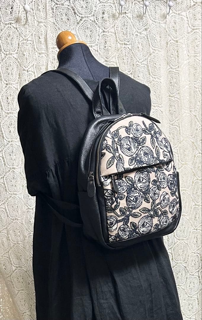 509020Aミナペルホネンハーフハンドメイド本革リュック rosy