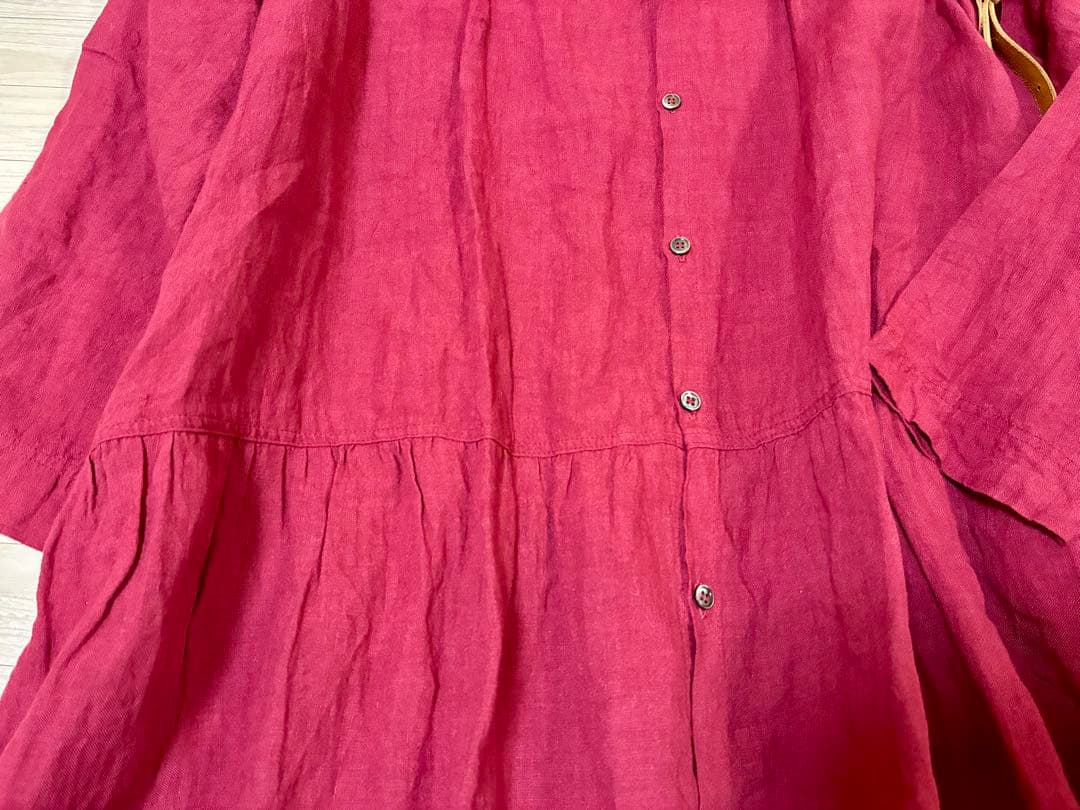 iCHi Antiquites(イチアンティークス)リネンワンピース　レッド