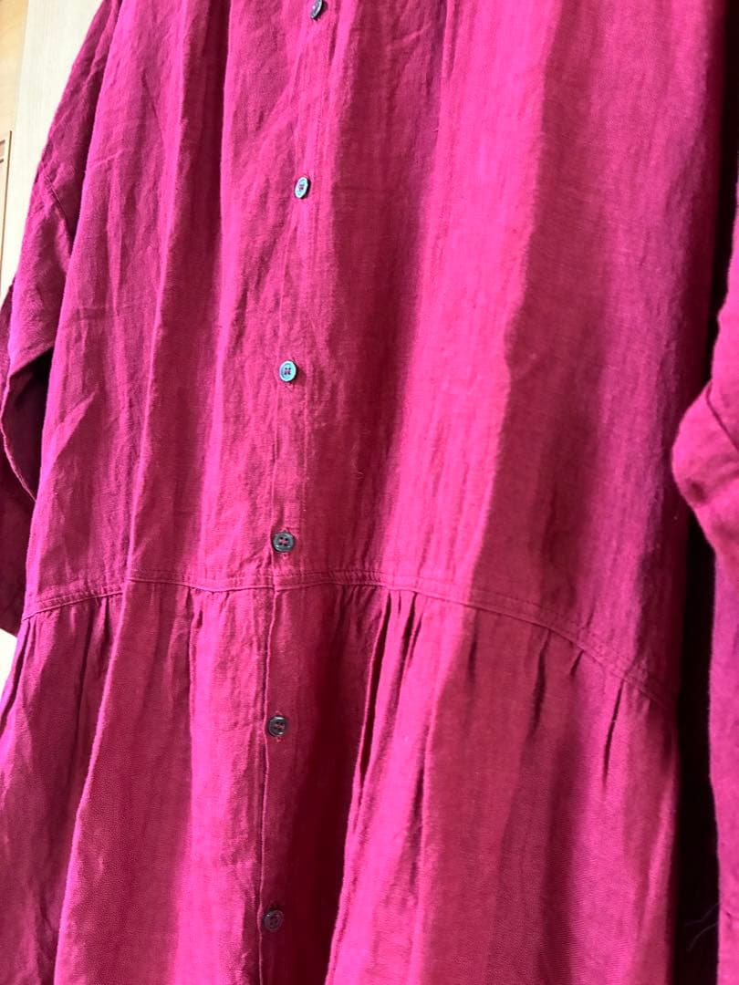 iCHi Antiquites(イチアンティークス)リネンワンピース　レッド