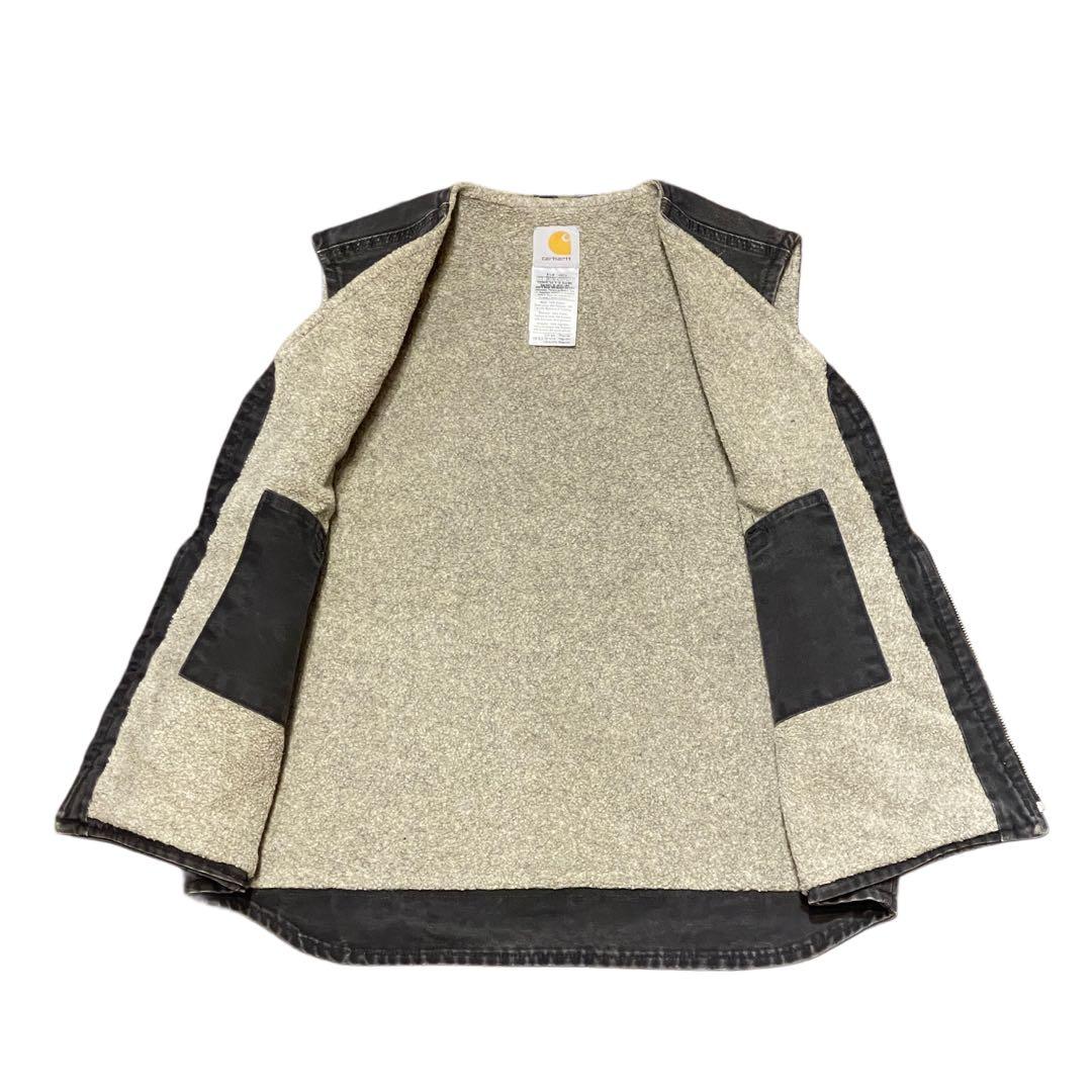 【L】Carhartt 裏フリース ダック ベスト 炭黒 ブラック カーハート
