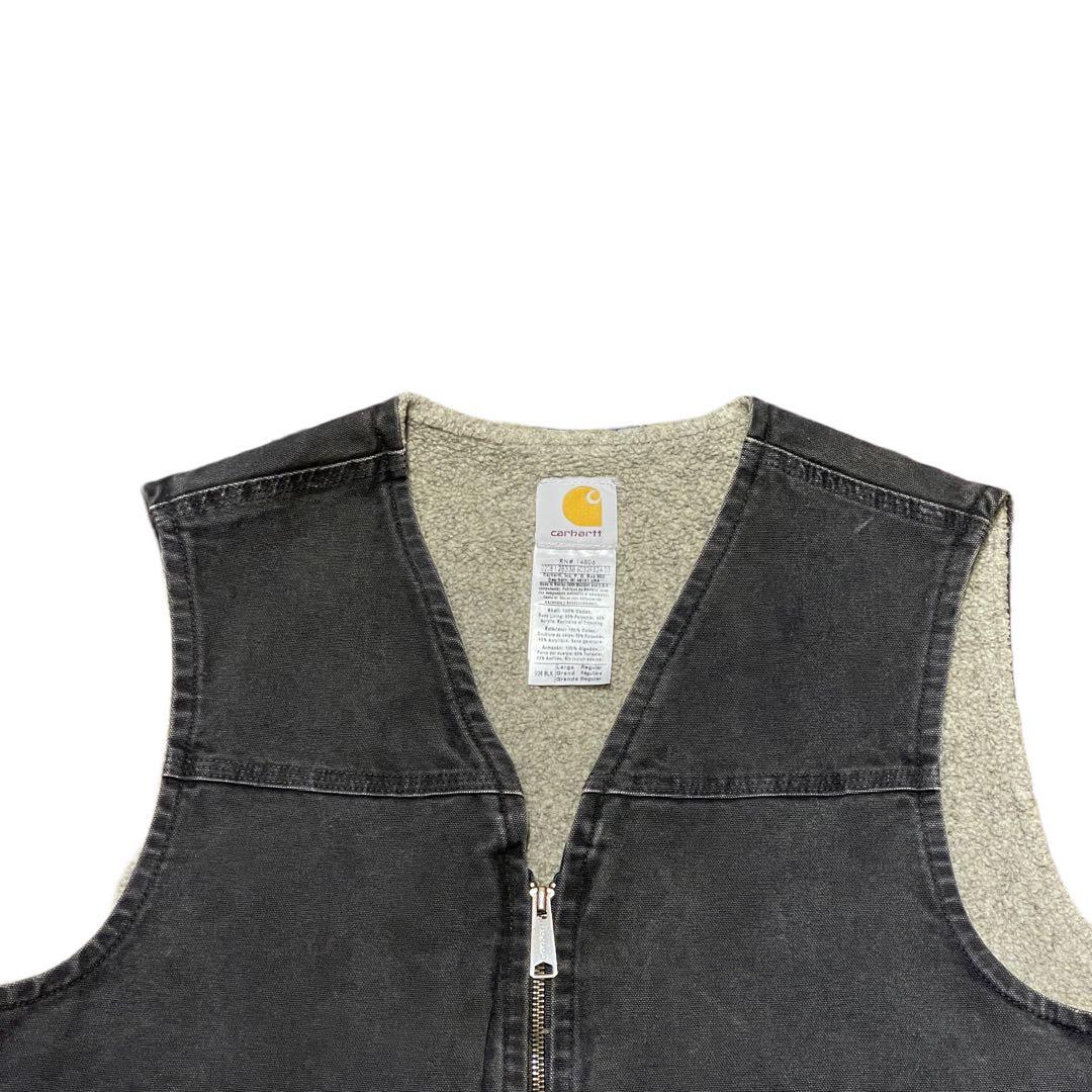 【L】Carhartt 裏フリース ダック ベスト 炭黒 ブラック カーハート