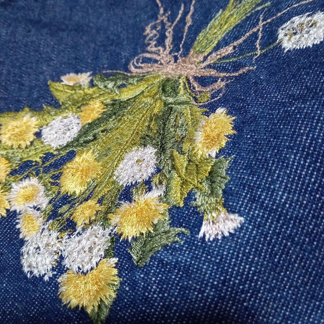 茉*華様 ワンダフルワールド デニムブルゾン キルティング リブ たんぽぽ刺繍