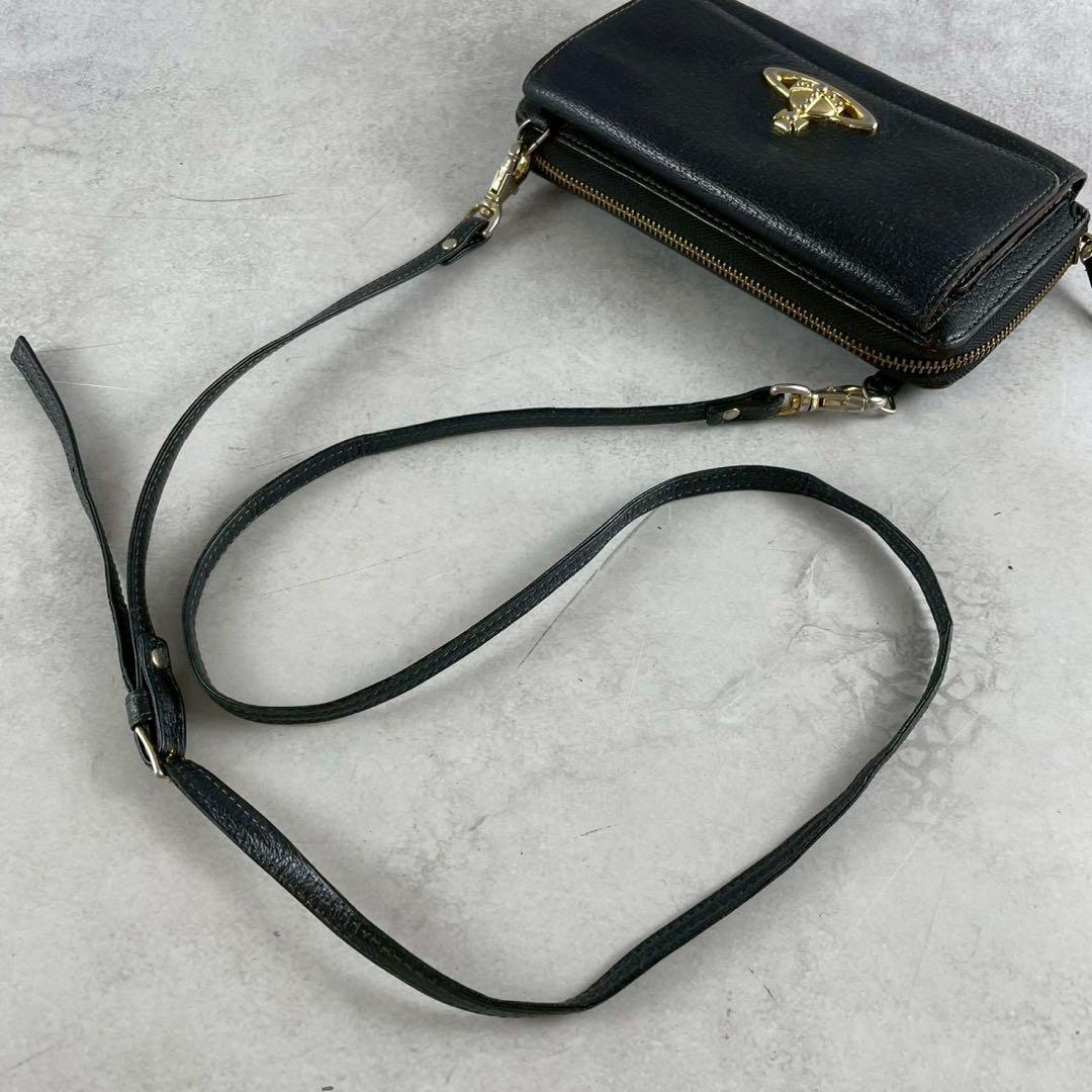 ヴィヴィアンウエストウッド　長財布　ショルダーバッグ　オーブ　レザー　ブラック