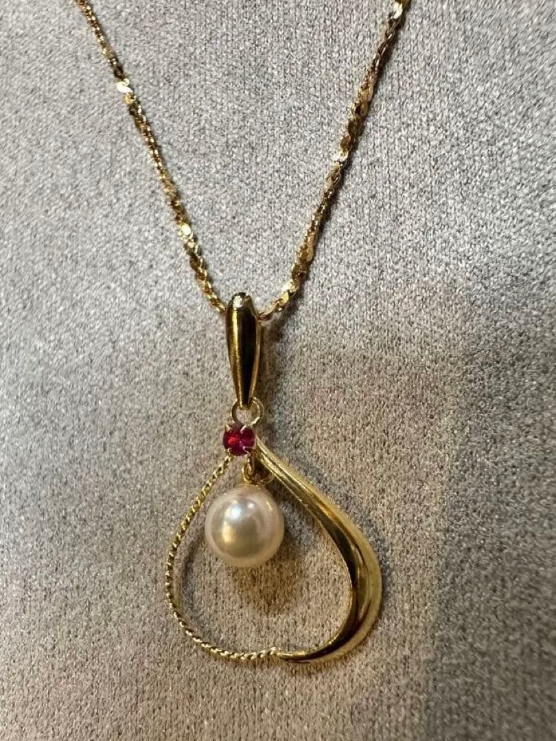 直*子様 K18あこや真珠 ルビー ペンダントトップ