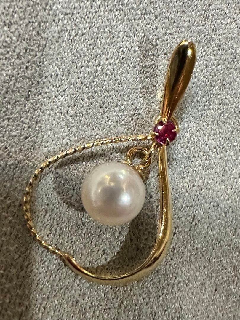 直*子様 K18あこや真珠 ルビー ペンダントトップ