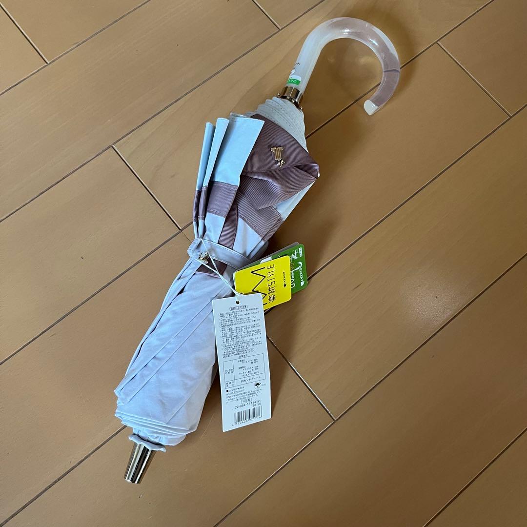 ランバンリボン付き折りたたみ晴雨兼用傘新品未使用品