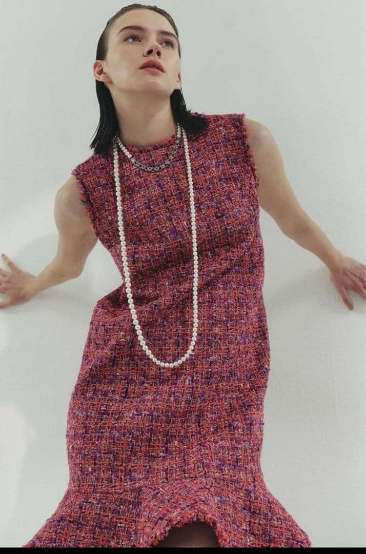 最終価格！美品アナイシャネルツイード　ネオンツイードヘムフリル ワンピース