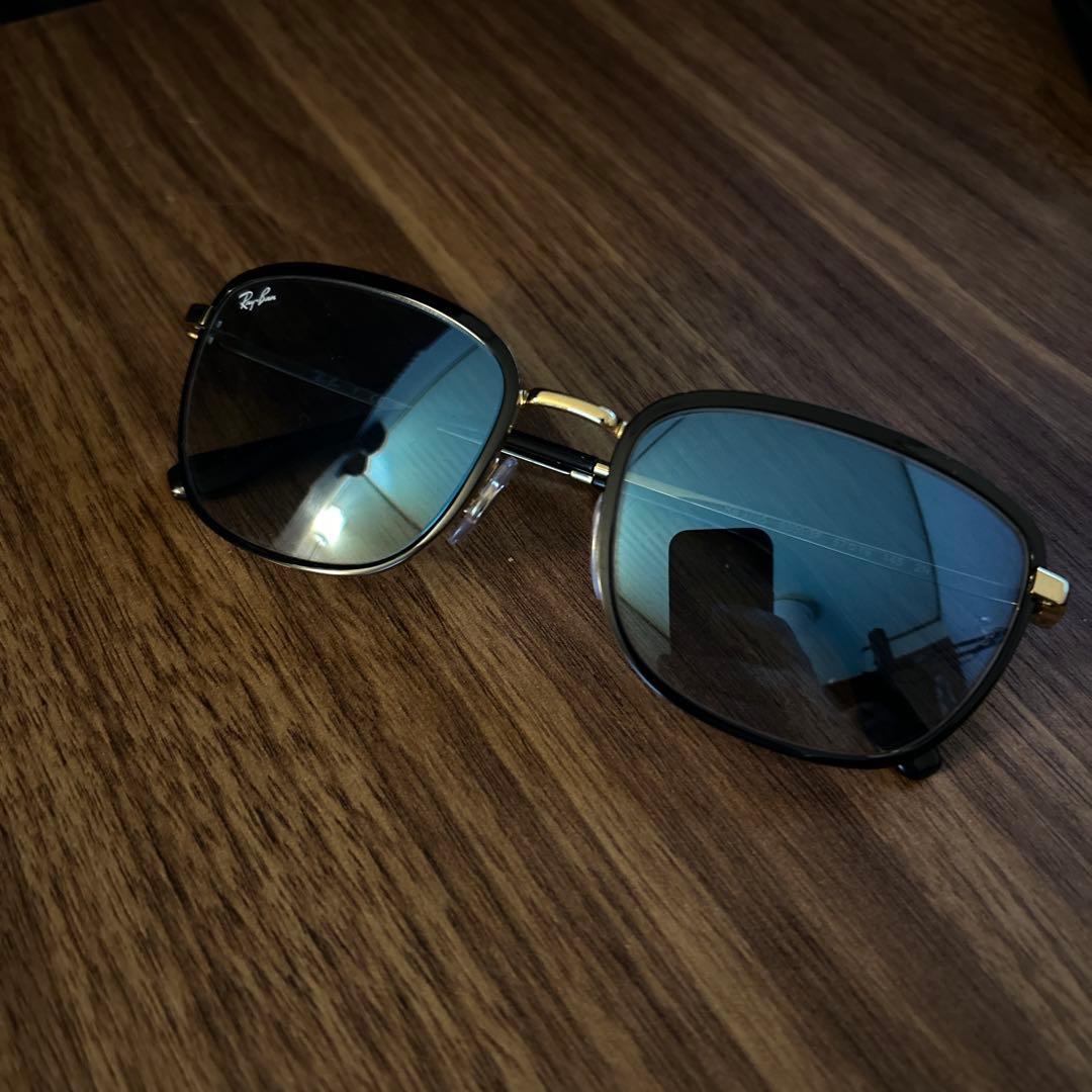 Ray-Ban スクエアサングラス ブラック/ゴールド