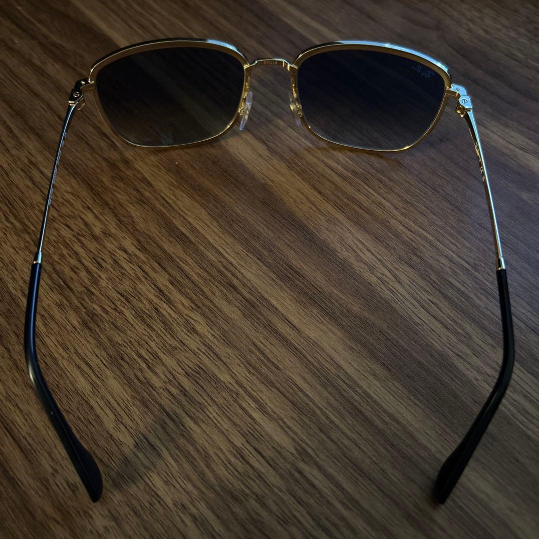 Ray-Ban スクエアサングラス ブラック/ゴールド