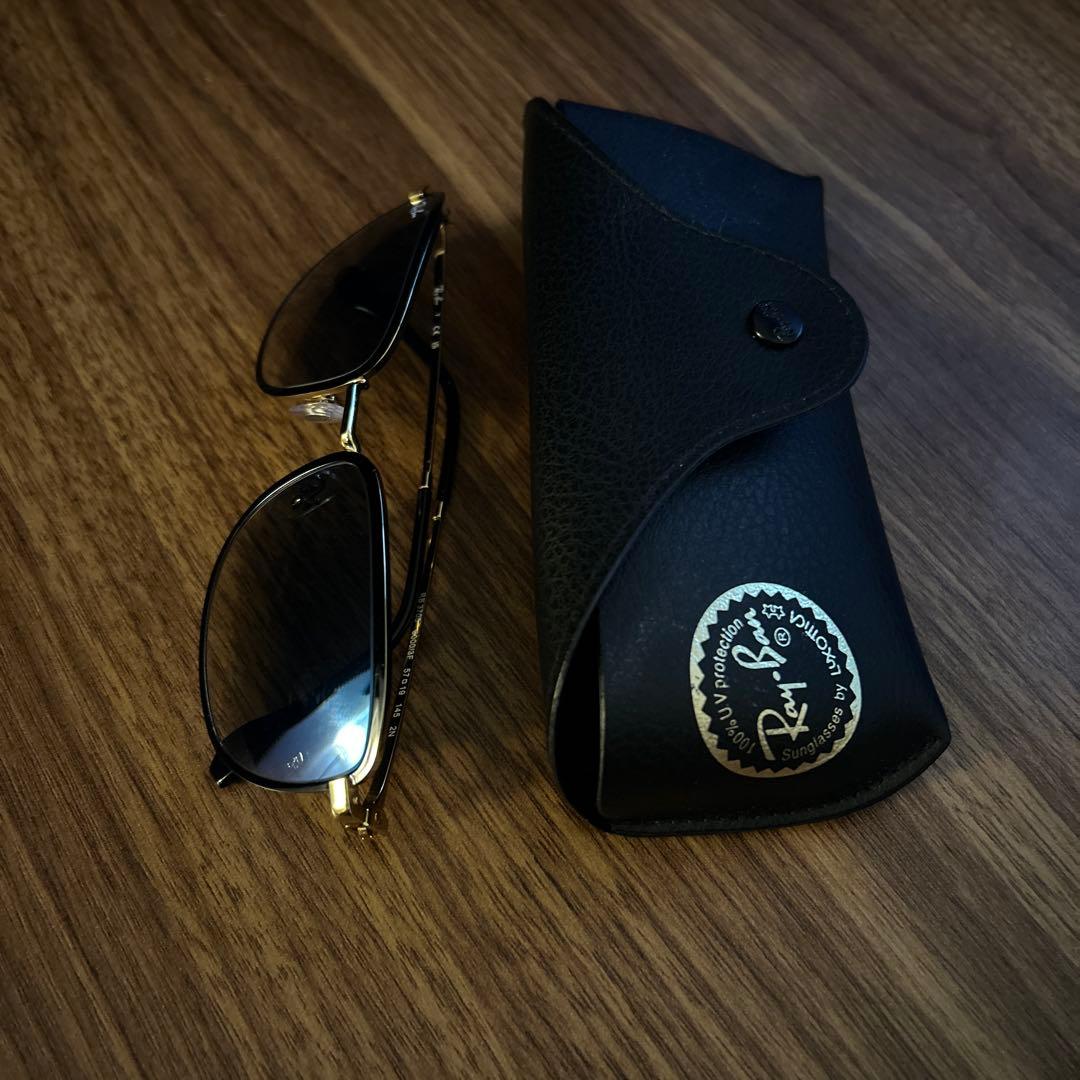 Ray-Ban スクエアサングラス ブラック/ゴールド