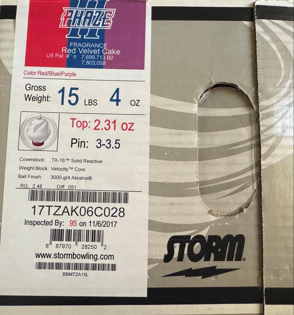 STORM PHASE II ボウリングボール 15ポンド