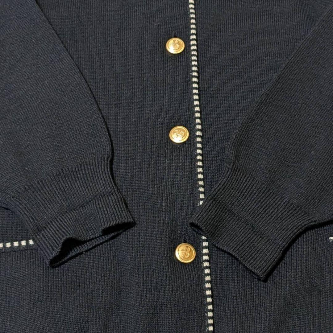 バランタイン カーディガン 金ボタン メリノウール ブラック 2XL