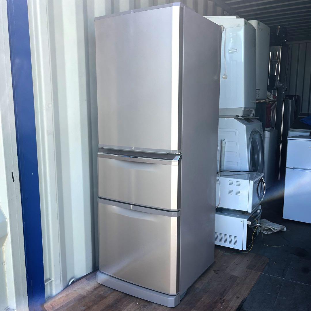 取付無料！三菱自動製氷機付きピンクゴールドおしゃれインテリア3ドア冷蔵庫！