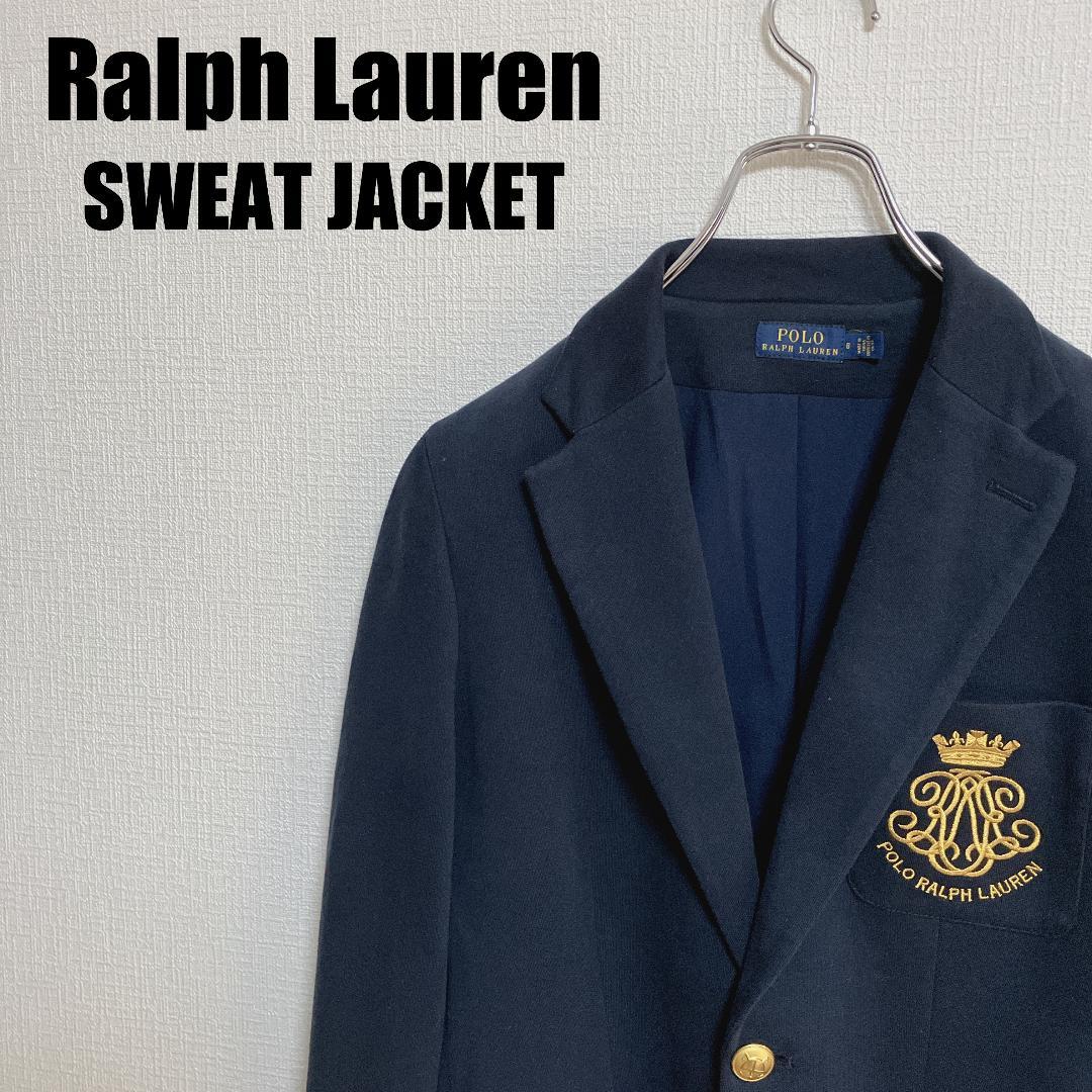 ラルフローレンスウェットテーラードジャケット金釦レディーストレーナー紺ブレザー