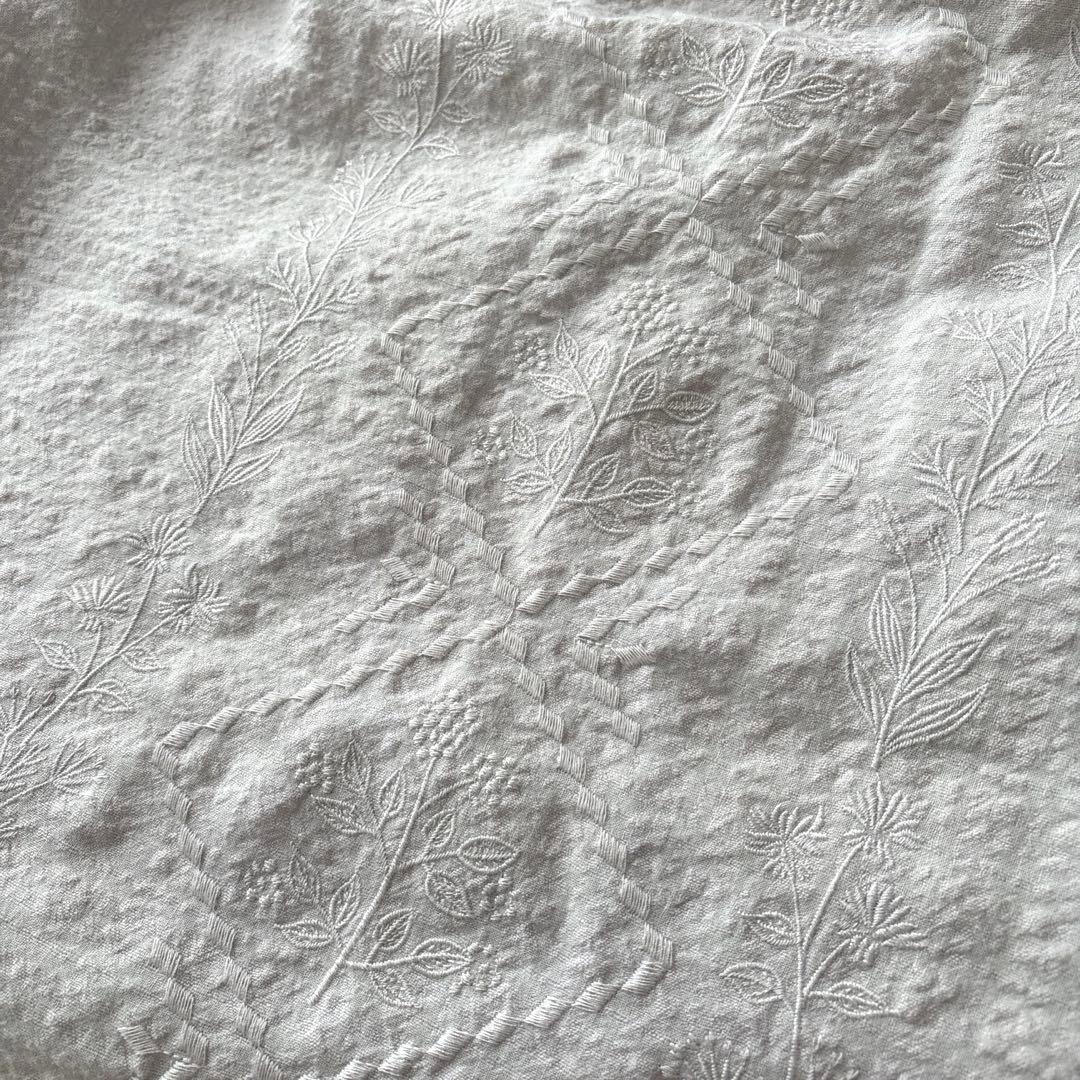 新品　TSUHARU ツハル　チェック織りレース刺繍ワンピース　グレー