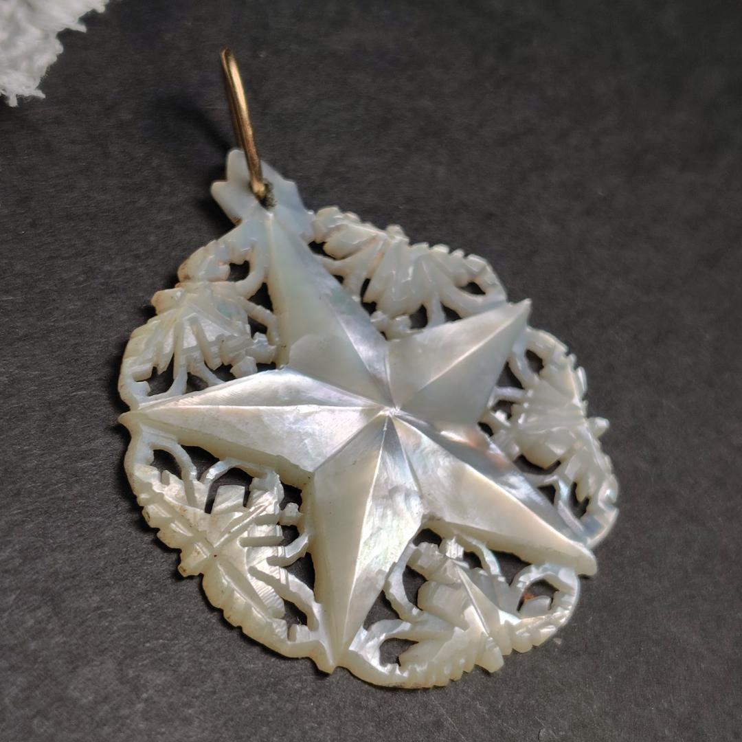 ヴィンテージペンダントトップ　ベツレヘム 　マザーオブパール　五芒星　刻印あり