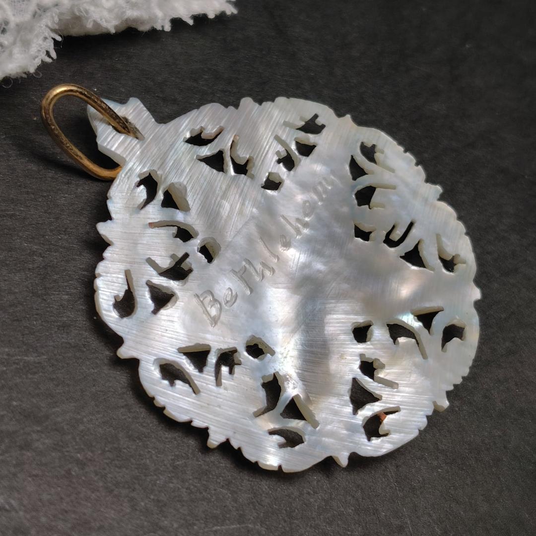 ヴィンテージペンダントトップ　ベツレヘム 　マザーオブパール　五芒星　刻印あり