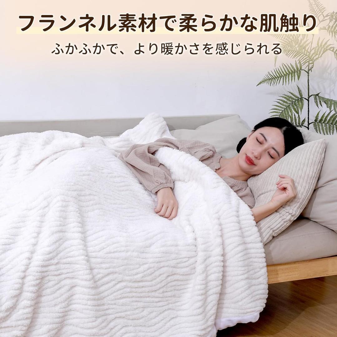 電気掛敷毛布 クイーン 白 電気毛布 電気敷き毛布 自動オフタイマー 洗濯可