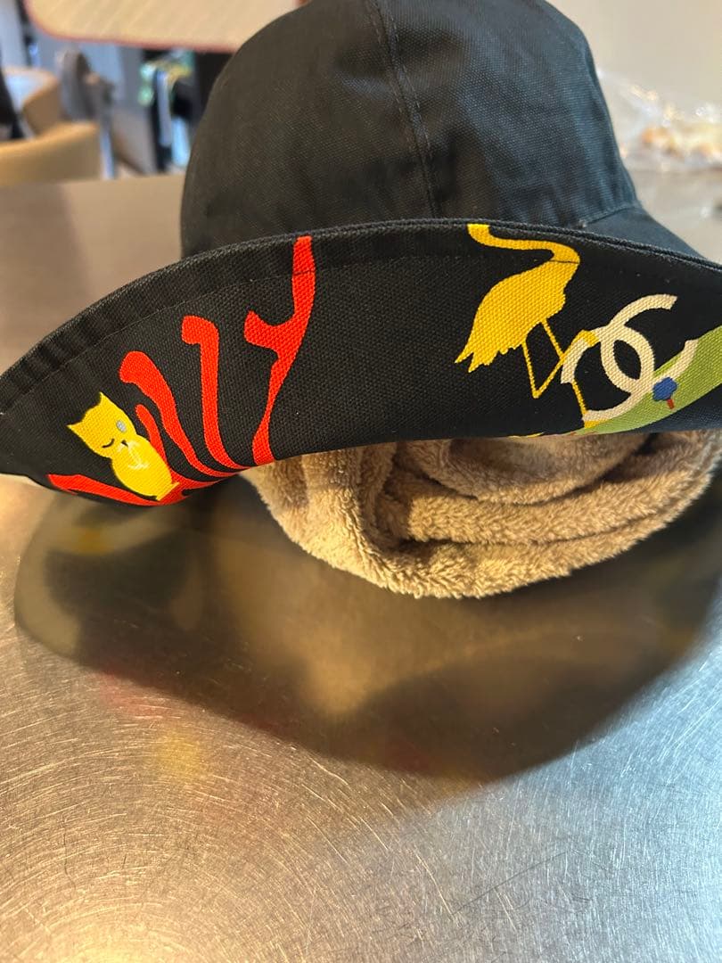 CHANEL つばひろ帽子　コットン　57cm