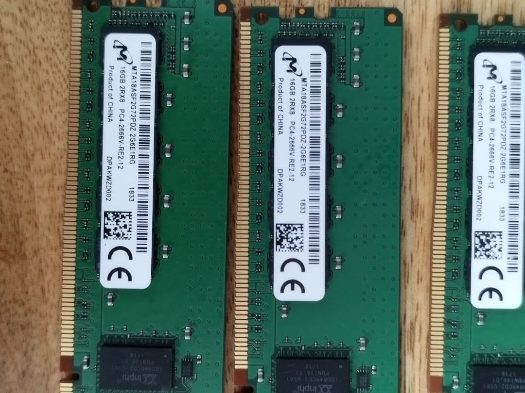 【動作品】PC4-2666V-RE2-12 メモリ 64GB(16GB 4枚)