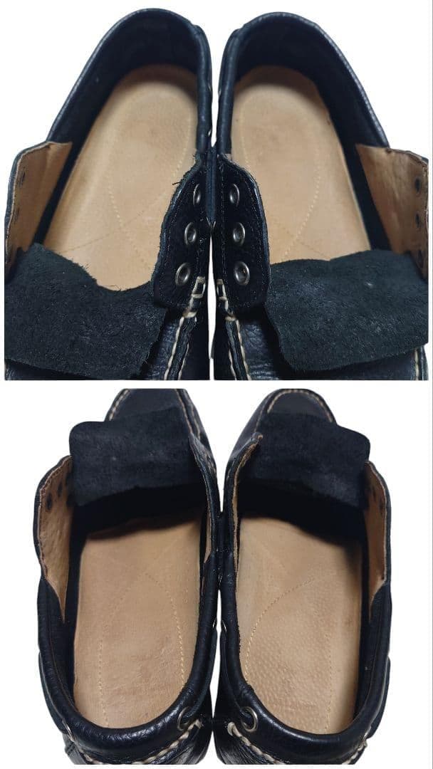 ポロラルフローレン デッキシューズ レザー 10D シボ革 黒