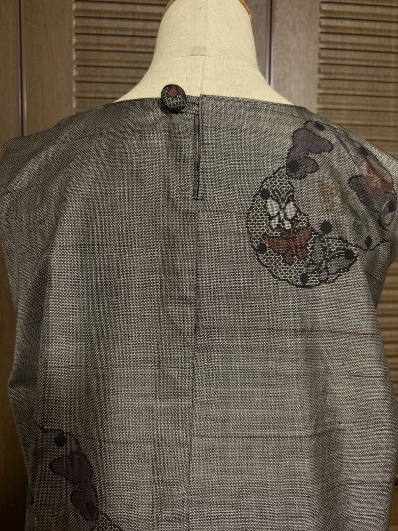 本場大島紬 泥染め ロングワンピース 9マルキ 証紙