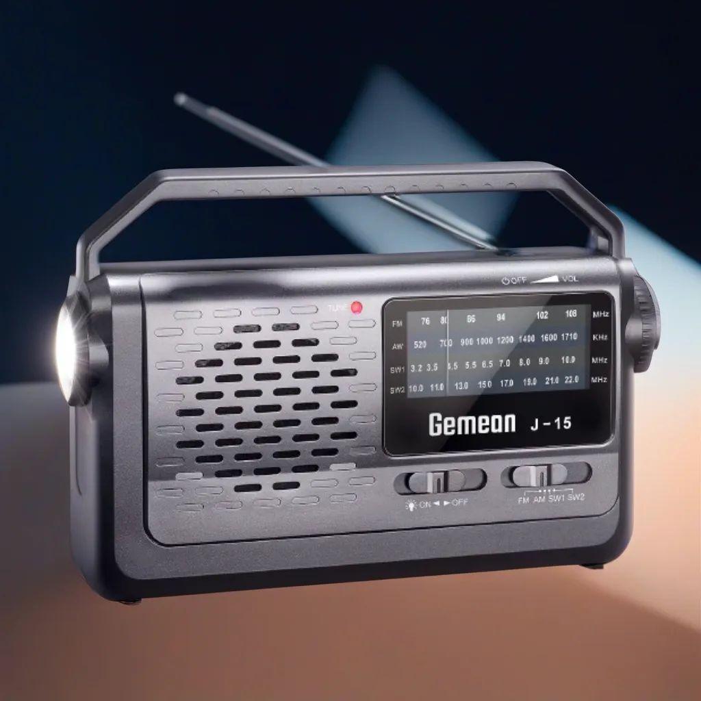 3バンド超高感度ポータブルラジオ両面懐中電灯付き、超長寿命バッテリー搭載