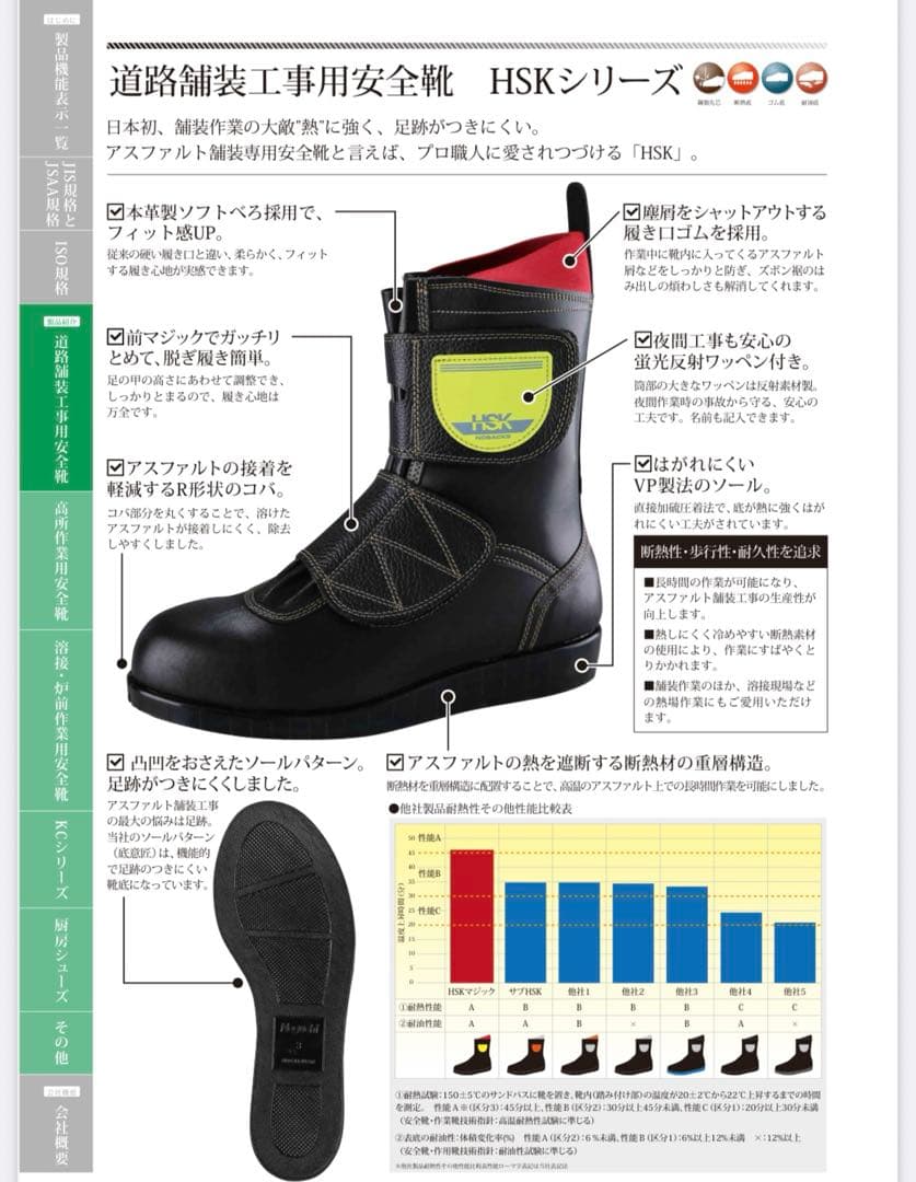 HSK 半長靴　安全靴 26cm 黒