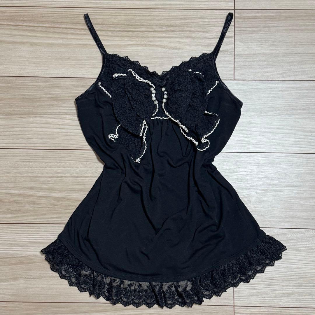 【希少】00s美品 axes femme ビッグ リボン キャミソール 黒 M