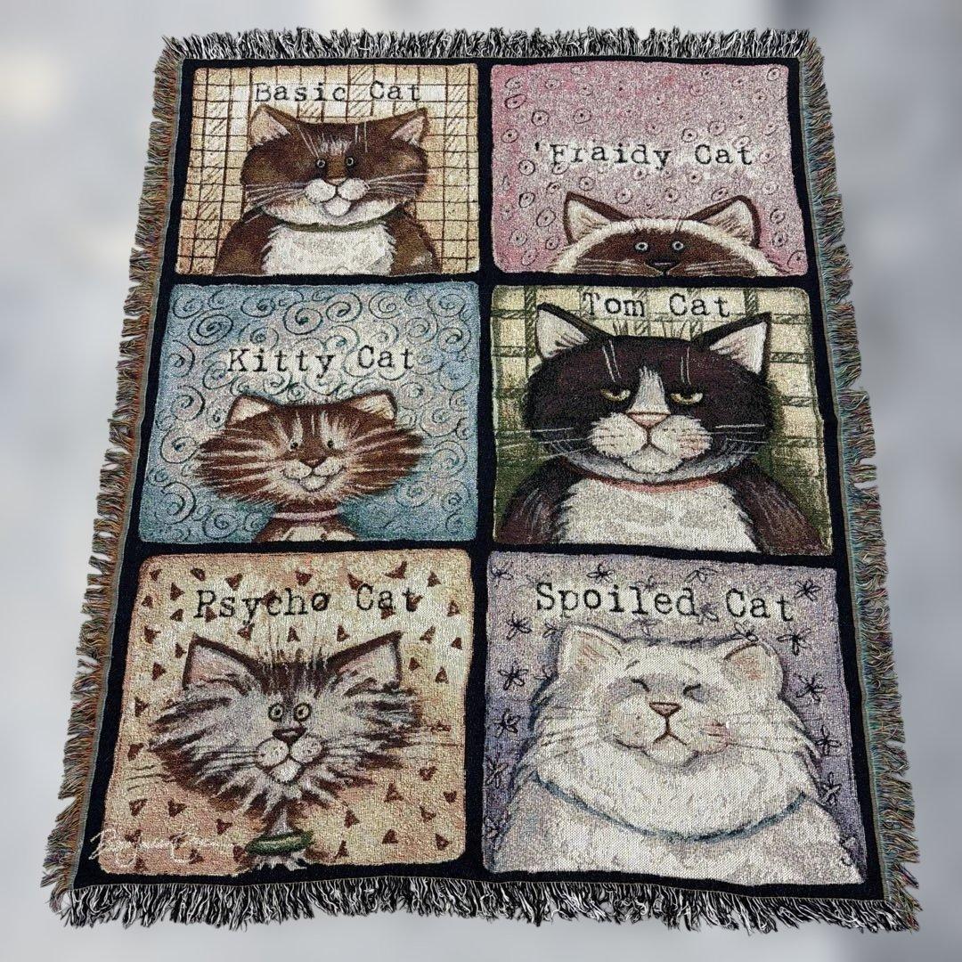 猫　マルチカバー　ソファカバー　ヴィンテージラグブランケット　153x122