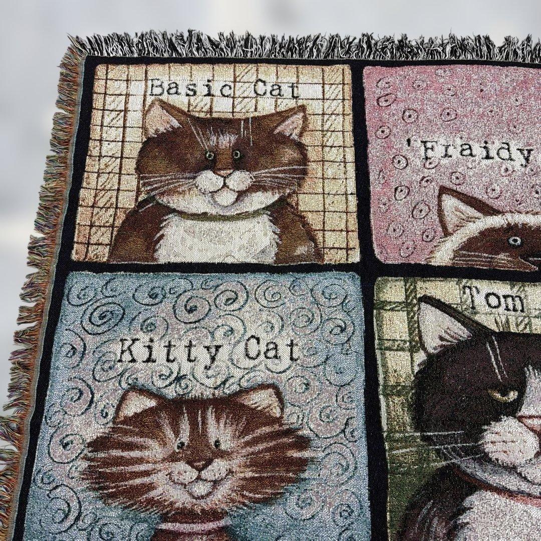 猫　マルチカバー　ソファカバー　ヴィンテージラグブランケット　153x122